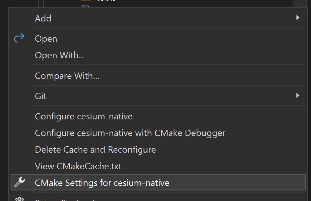 Visual Studio CMake settings