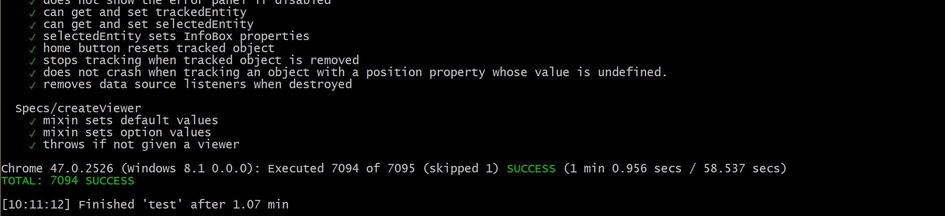 Passing Tests Output