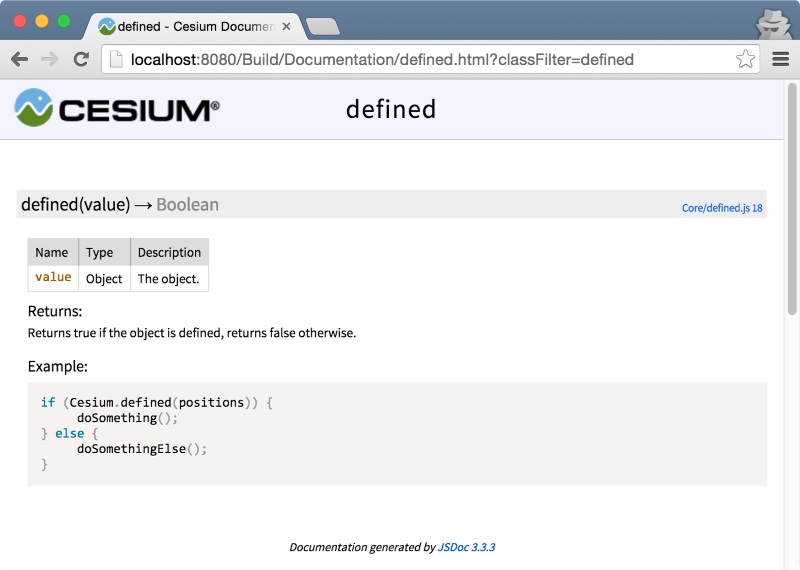 Documentation for defined